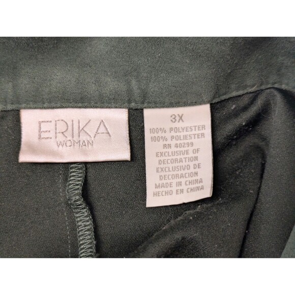 Vintage Erika Forest Green Faux Suede Top sz 3X Beaded Gold Trim Feminine Retro - Picture 8 of 8